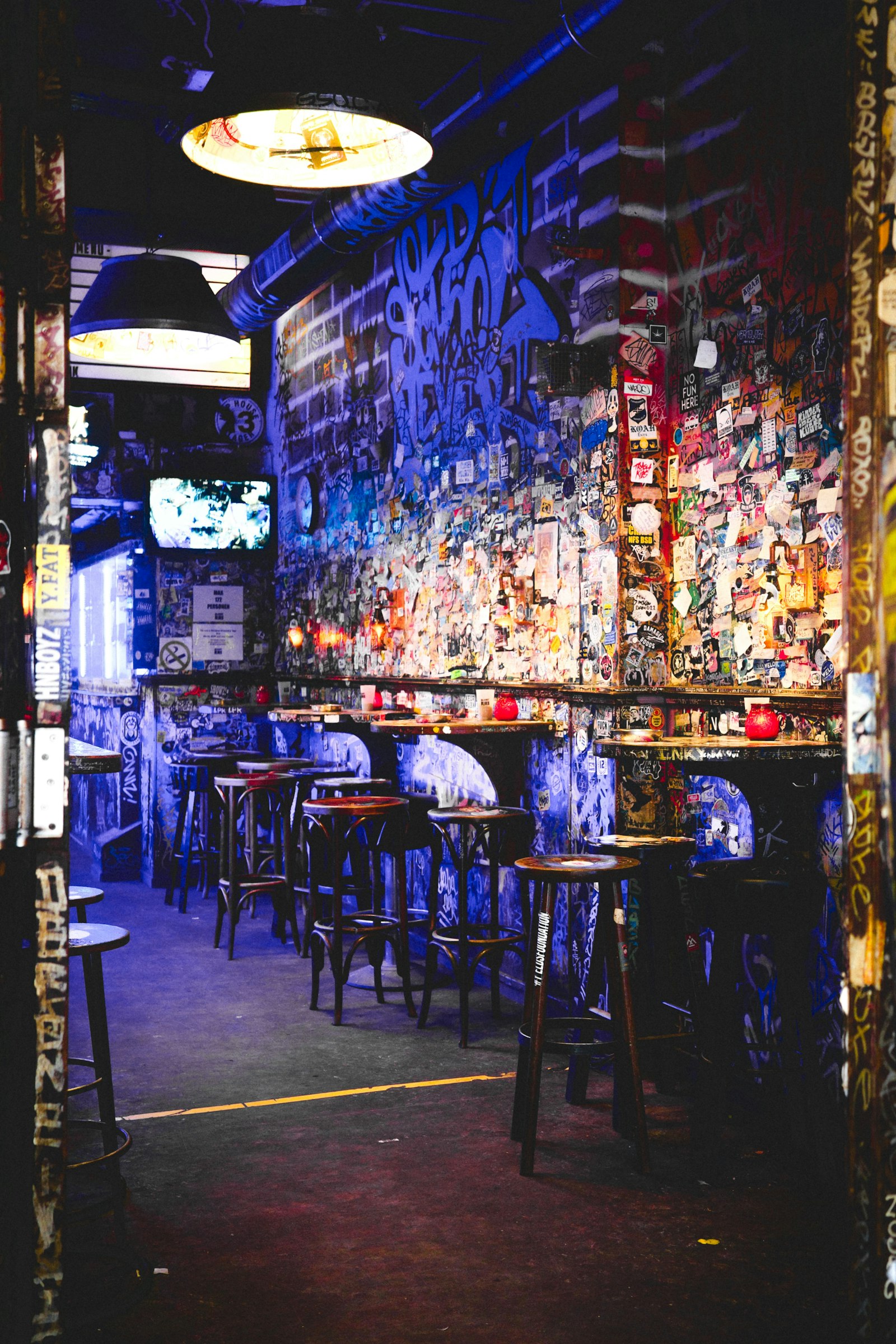Dimly lit bar interior